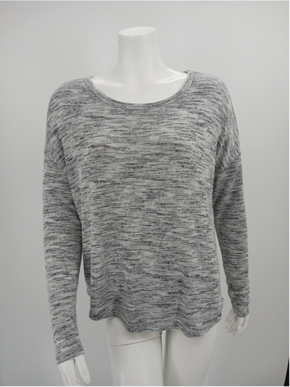 Lucky Brand Womens Size M Gray Space Dyed Long Sleeve Knit Top